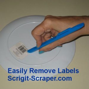 Scraping label off plate