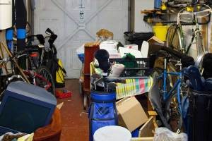 cluttered garage