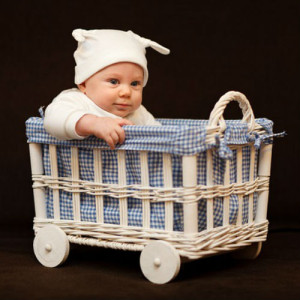 Baby in basket for mess-free home