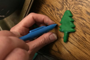 Shaping clay Christmas tree with Scrigit Scraper